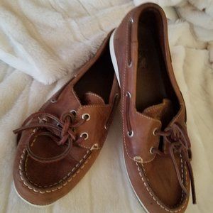 Bass Top Sider Boat Shoes Brown Leather 